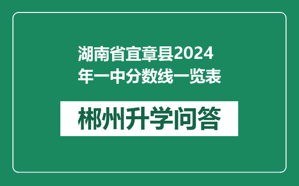 湖南省宜章县2024年一中分数线一览表