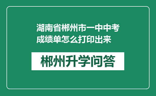 湖南省郴州市一中中考成绩单怎么打印出来