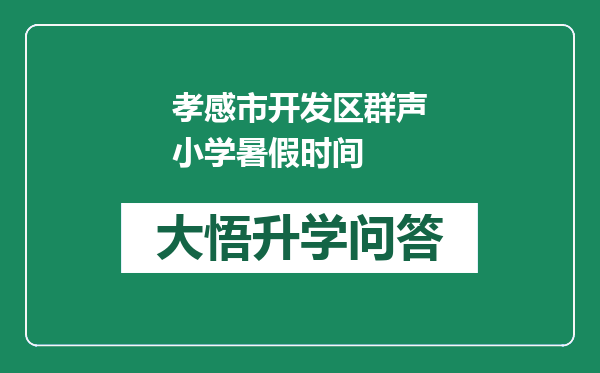 孝感市开发区群声小学暑假时间