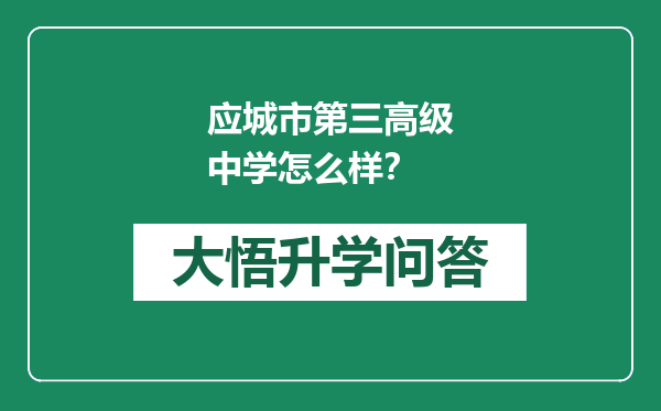 应城市第三高级中学怎么样？