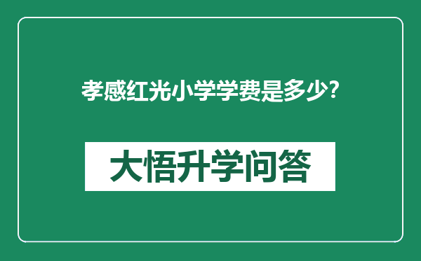 孝感红光小学学费是多少？