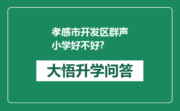 孝感市开发区群声小学好不好？