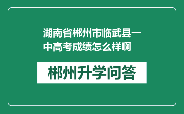 湖南省郴州市临武县一中高考成绩怎么样啊