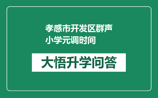 孝感市开发区群声小学元调时间