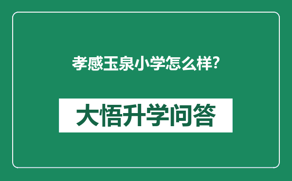 孝感玉泉小学怎么样？