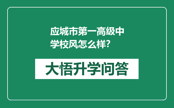 应城市第一高级中学校风怎么样？