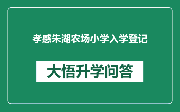 孝感朱湖农场小学入学登记