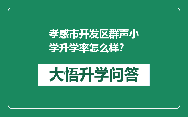 孝感市开发区群声小学升学率怎么样？