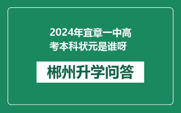 2024年宜章一中高考本科状元是谁呀