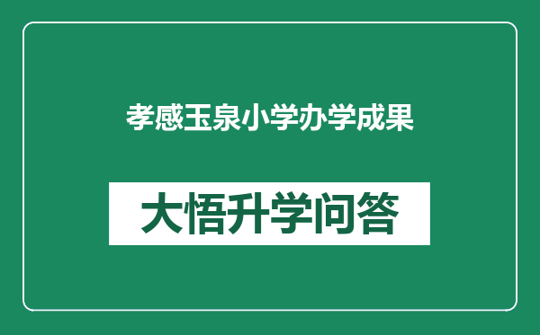 孝感玉泉小学办学成果