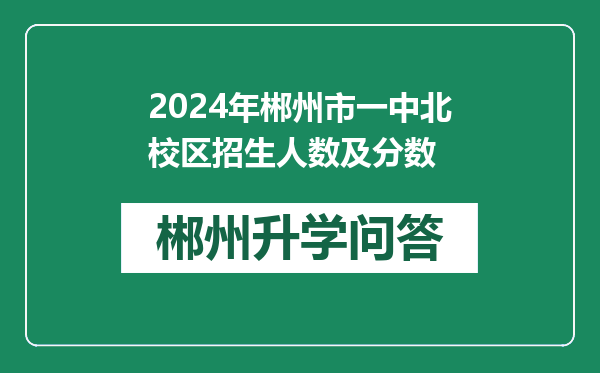 2024年郴州市一中北校区招生人数及分数