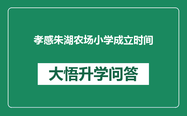 孝感朱湖农场小学成立时间