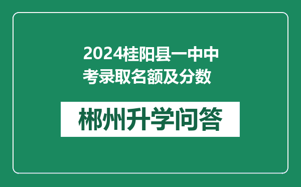 2024桂阳县一中中考录取名额及分数