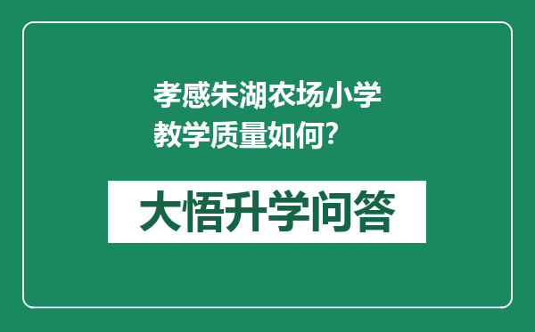 孝感朱湖农场小学教学质量如何？