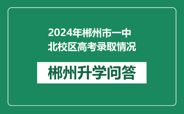 2024年郴州市一中北校区高考录取情况