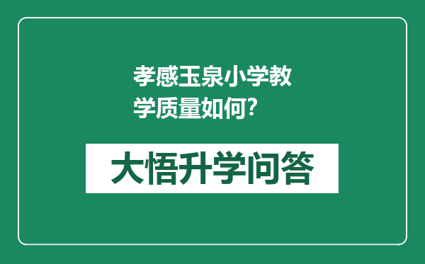 孝感玉泉小学教学质量如何？