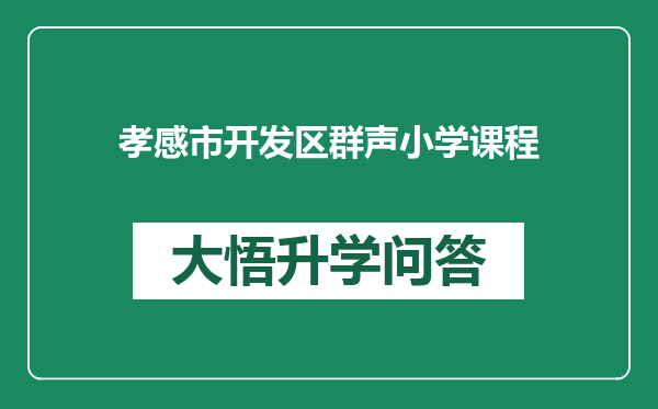 孝感市开发区群声小学课程