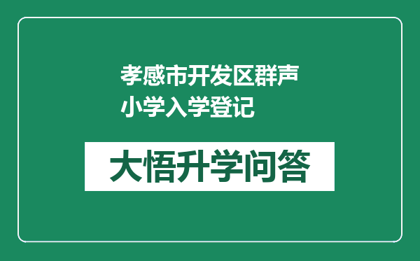 孝感市开发区群声小学入学登记