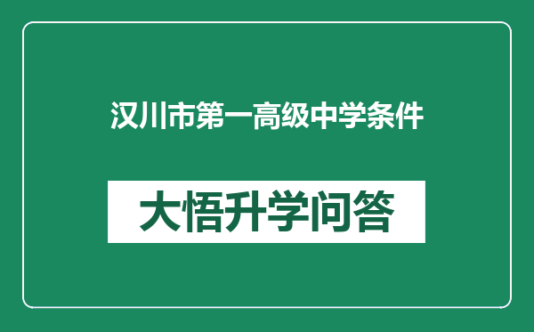 汉川市第一高级中学条件