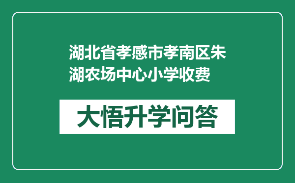 湖北省孝感市孝南区朱湖农场中心小学收费