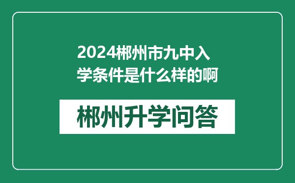 2024郴州市九中入学条件是什么样的啊