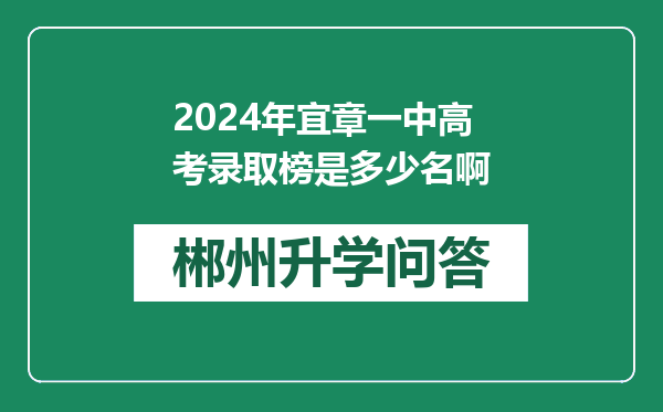 2024年宜章一中高考录取榜是多少名啊