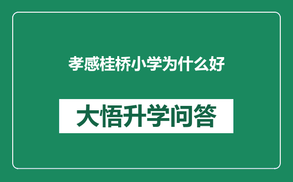 孝感桂桥小学为什么好