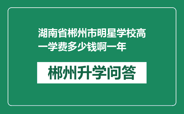 湖南省郴州市明星学校高一学费多少钱啊一年