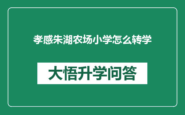 孝感朱湖农场小学怎么转学