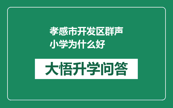 孝感市开发区群声小学为什么好