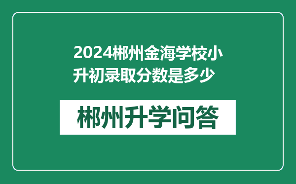 2024郴州金海学校小升初录取分数是多少