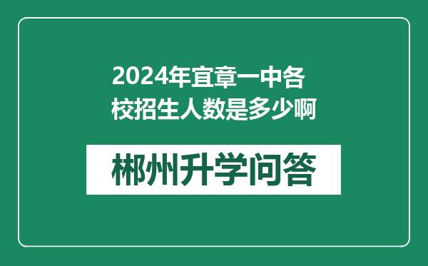 2024年宜章一中各校招生人数是多少啊