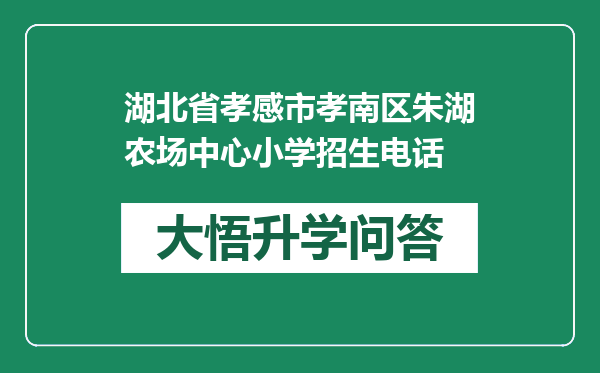 湖北省孝感市孝南区朱湖农场中心小学招生电话