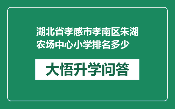 湖北省孝感市孝南区朱湖农场中心小学排名多少