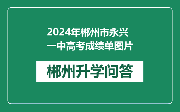 2024年郴州市永兴一中高考成绩单图片