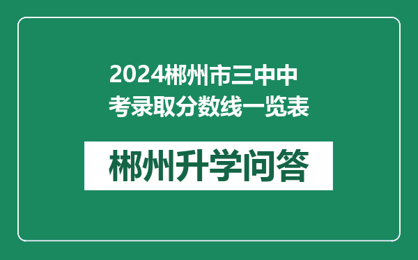 2024郴州市三中中考录取分数线一览表