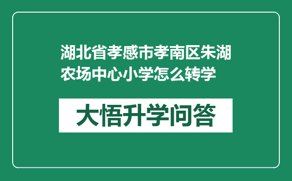 湖北省孝感市孝南区朱湖农场中心小学怎么转学