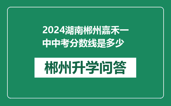 2024湖南郴州嘉禾一中中考分数线是多少