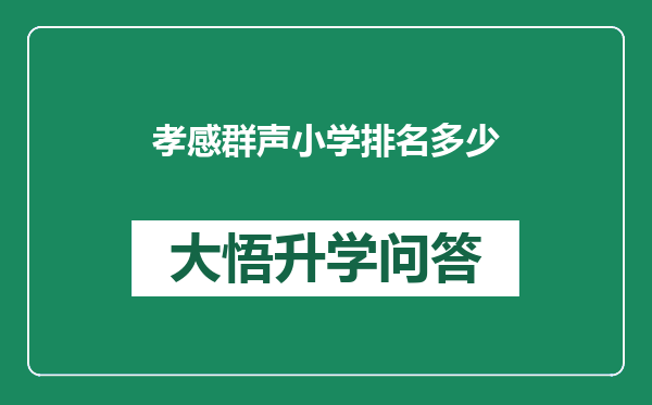 孝感群声小学排名多少