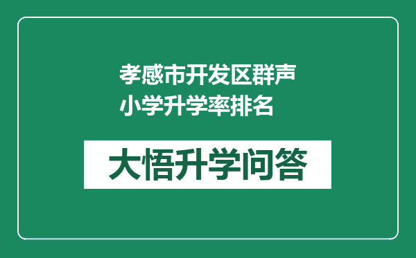 孝感市开发区群声小学升学率排名