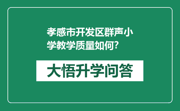 孝感市开发区群声小学教学质量如何？