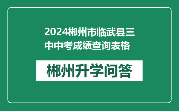 2024郴州市临武县三中中考成绩查询表格