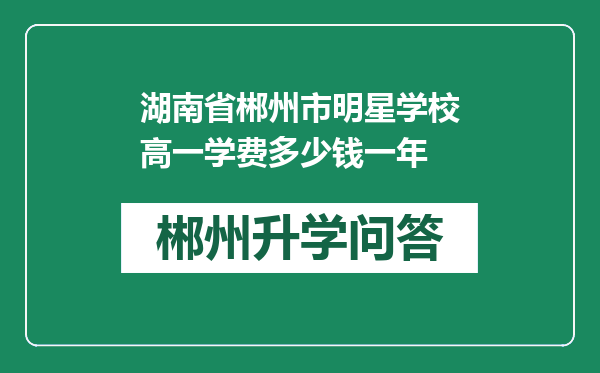 湖南省郴州市明星学校高一学费多少钱一年