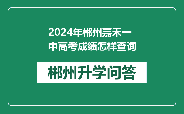 2024年郴州嘉禾一中高考成绩怎样查询