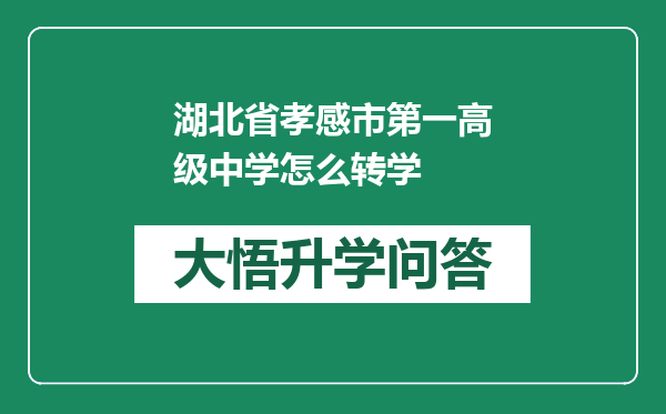 湖北省孝感市第一高级中学怎么转学