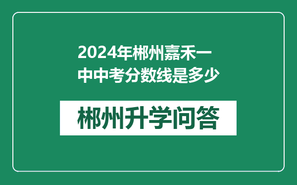 2024年郴州嘉禾一中中考分数线是多少