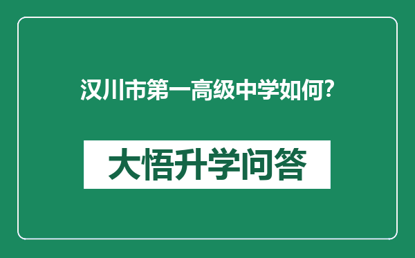 汉川市第一高级中学如何？