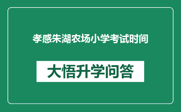 孝感朱湖农场小学考试时间