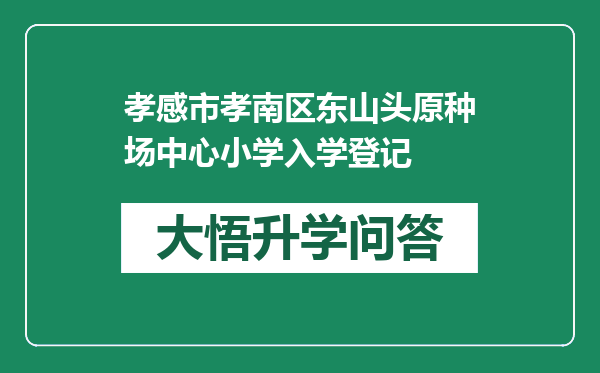 孝感市孝南区东山头原种场中心小学入学登记