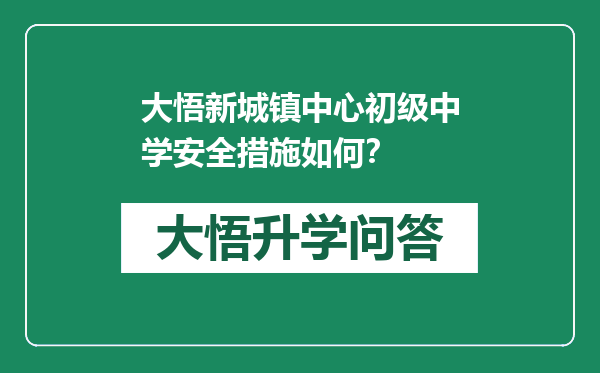 大悟新城镇中心初级中学安全措施如何？